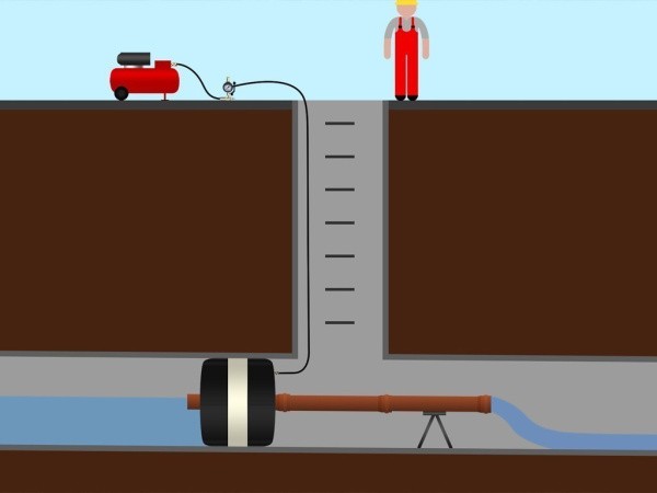 Пневматическое заглушающее перекрытие под обводную трубу, применение Пневматическое заглушающее перекрытие под обводную трубу, применение